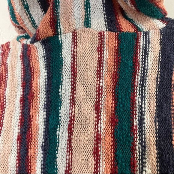 Roxy Tilly’s Exclusive Pink Teal White Red Vertical Striped Hooded Knit Sweater - Picture 13 of 16